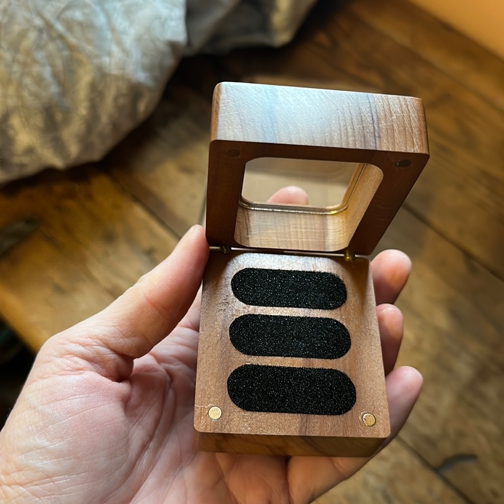 Wooden Ring Box - 3 Ring Holder for Wedding Ceremony